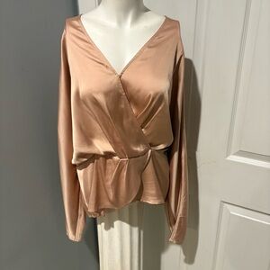 Express Elegant Light Mauve FauxWrap Blouse  S/XL